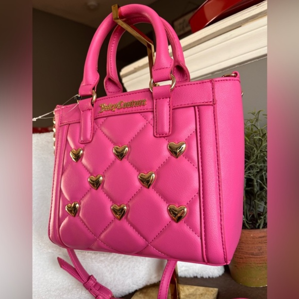 Juicy Couture Colorful Love Mini Tote Juicy Pink Quilted Heart Bag NWT